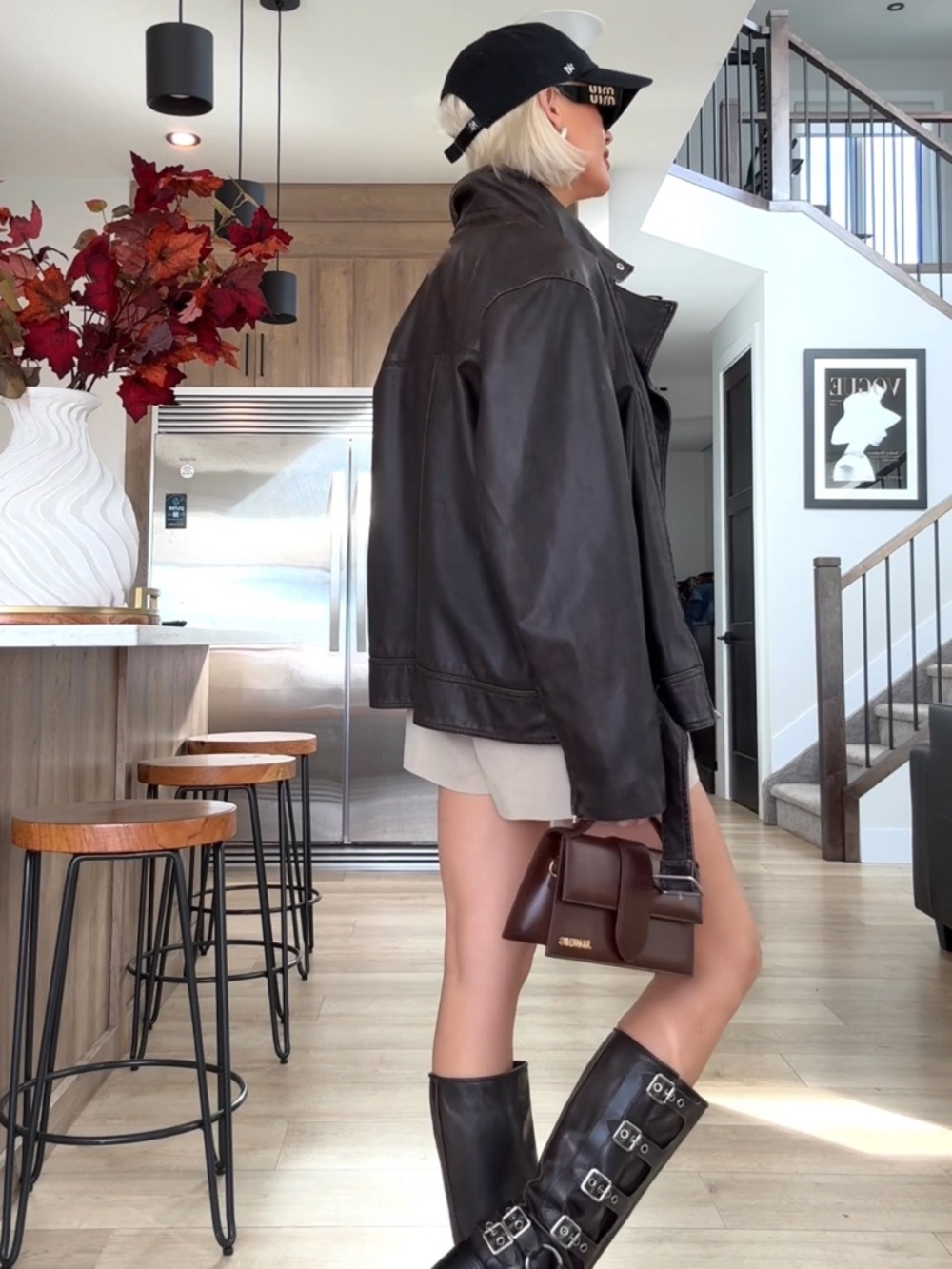 H&M Dark Brown Leather Biker Jacket